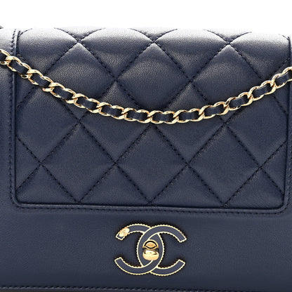 Chanel Sheepskin Quilted Medium Vintage Mademoiselle Flap Dark Navy 8 of 10