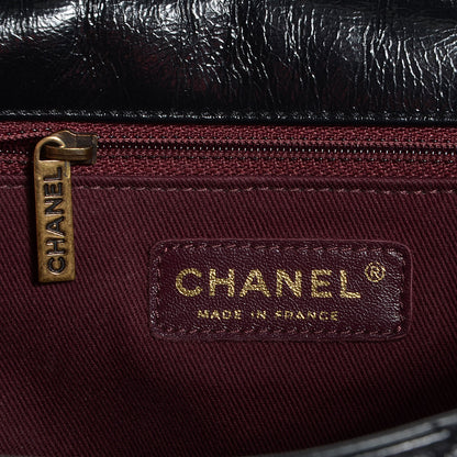 Chanel Glazed Calfskin Castle Rock Large Flap Black Burgundy 6 of 9