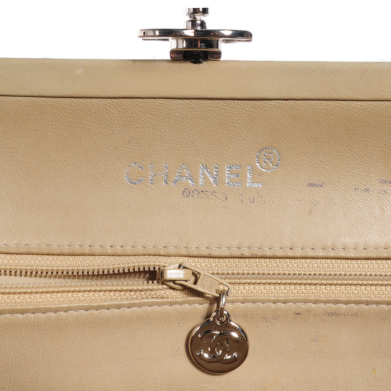 Chanel Linen Quilted Frame Shoulder Bag Beige 6 of 16