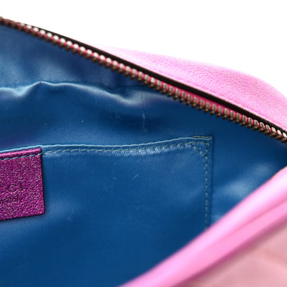 Gucci Laminated Nappa Matelasse Small GG Marmont Chain Shoulder Bag Fuxia Rosso Rosa 11 of 15