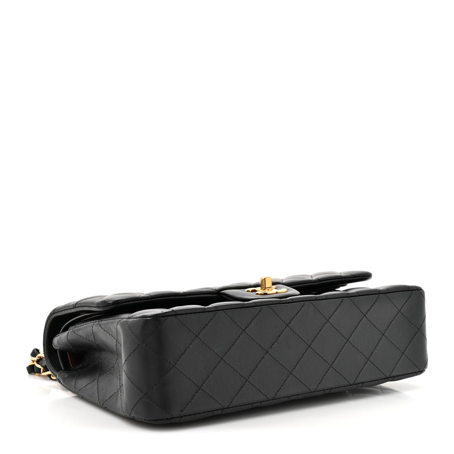 Lambskin Quilted Small Double Flap Black