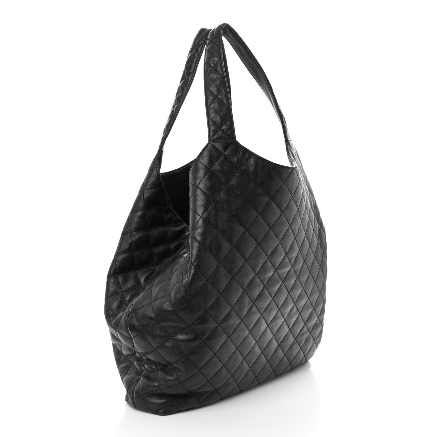 Lambskin Quilted Maxi Icare Shopping Tote Black
