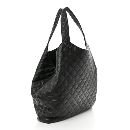 Saint Laurent Lambskin Quilted Maxi Icare Shopping Tote Black 4 of 12