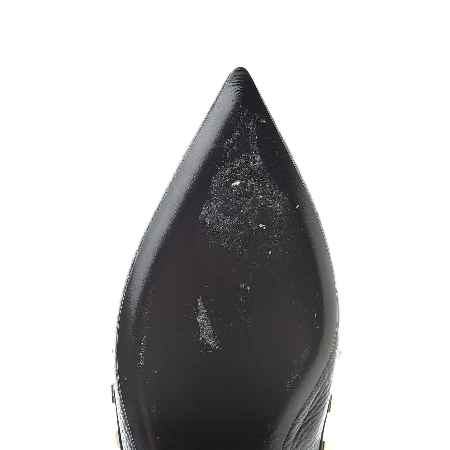 Pebbled Calfskin Rockstud Cage Ballerina Flats 38 Deep Denim
