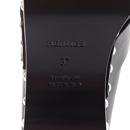 Hermes Calfskin Calya Mules 37 Black 8 of 9