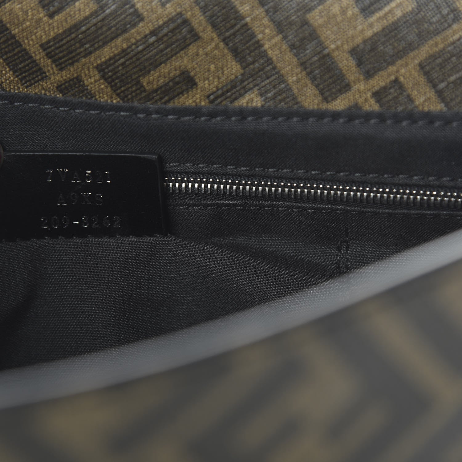 Fendi Glazed Fabric Vitello Liberty FF 1974 Diagonal New Messenger Flap Tobacco Moresco Black 9 of 10