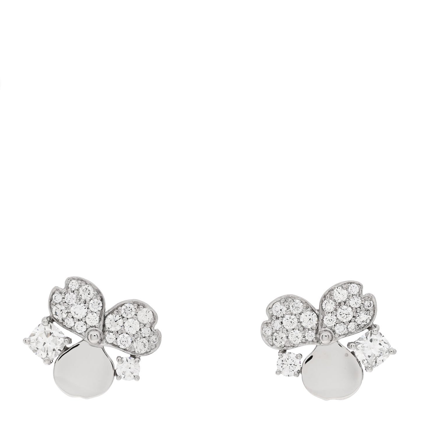 Platinum Diamond Paper Flowers Cluster Earrings