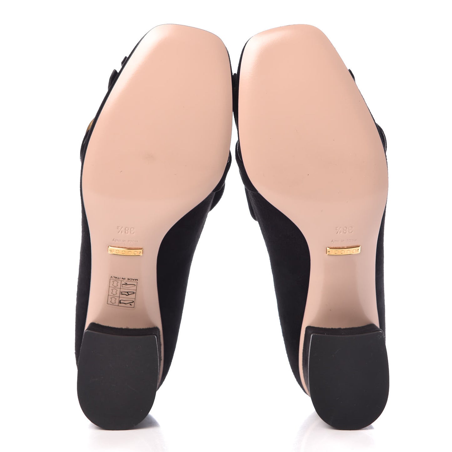 Kid Scamosciato GG Marmont Fringe 50mm Loafer Pumps 38.5 Black