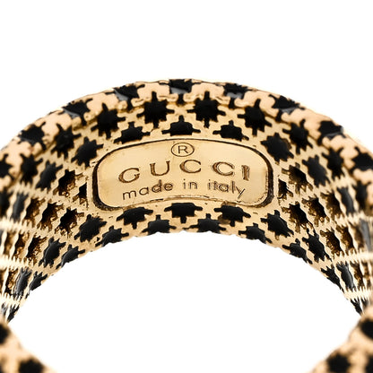 Gucci 18K Yellow Gold Enamel Diamantissima Ring 53 6.25 Black 4 of 6