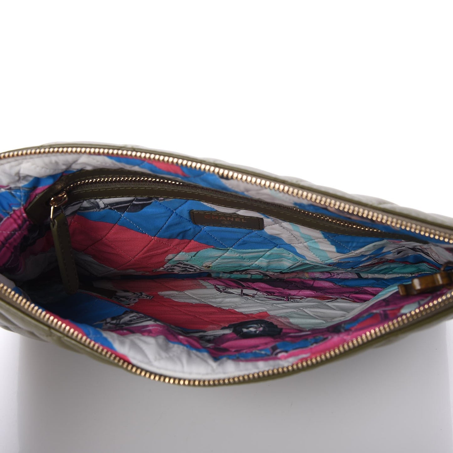 Lambskin Quilted Medium Cuba Cosmetic Case Khaki