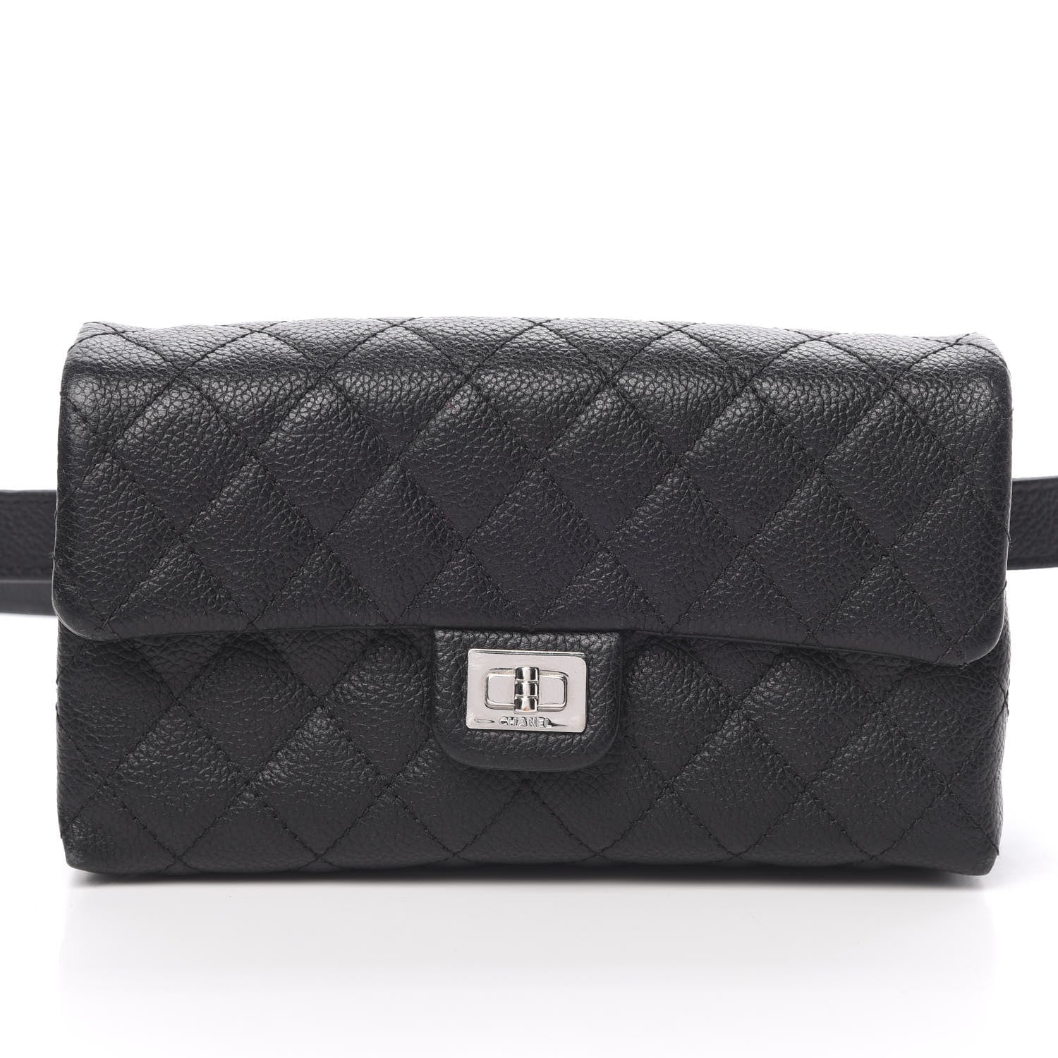 Chanel Grained Calfskin Quilted 2.55 Reissue Flap Belt Bag Clutch Black 9 of 13