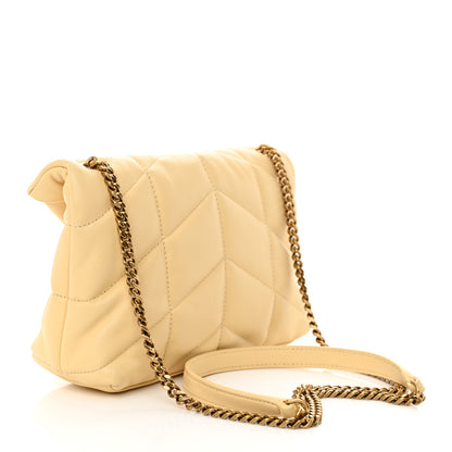 Saint Laurent Lambskin Quilted Toy Loulou Puffer Monogram Chain Satchel Jaune Pale 3 of 12