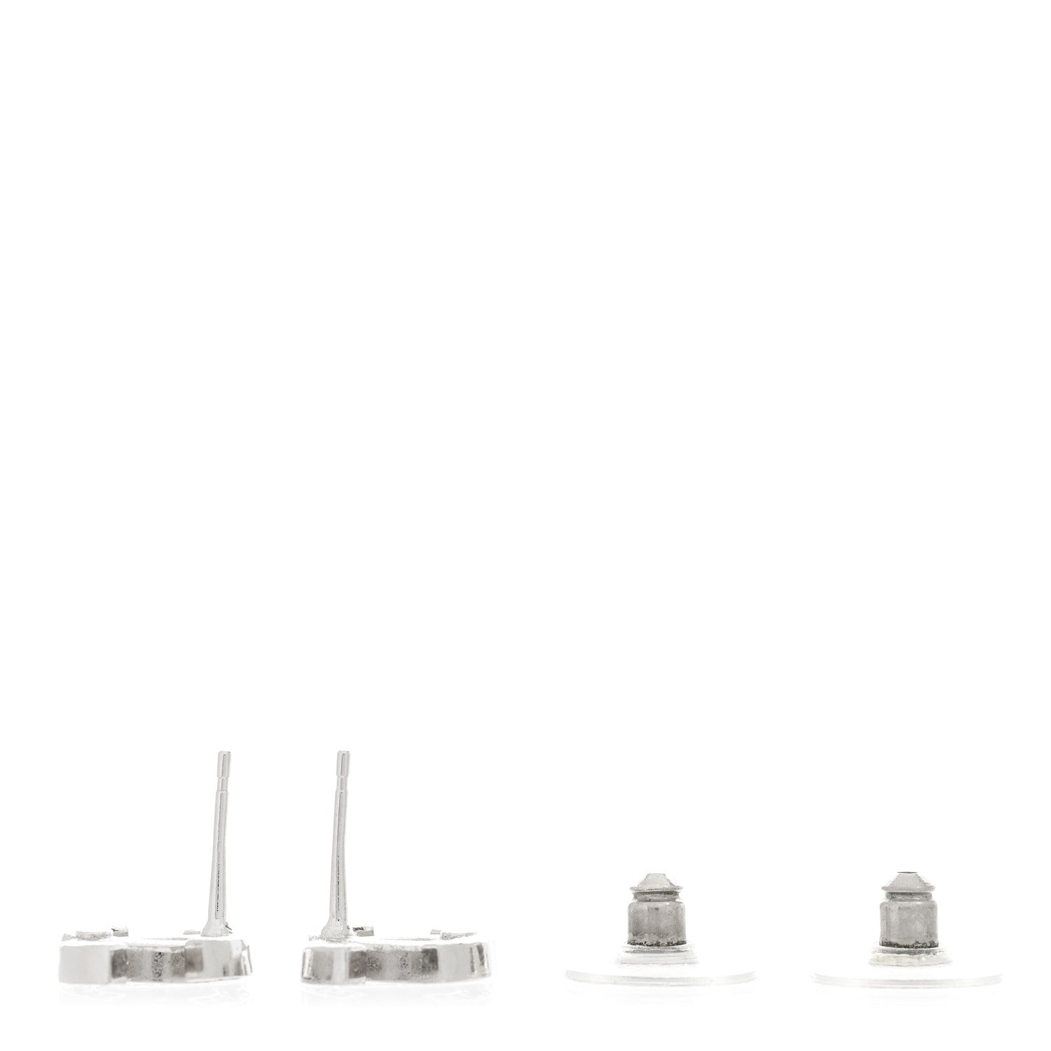 Chanel Crystal CC Earrings Silver Black 3 of 5