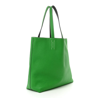 Hermes Taurillon Clemence Double Sens 36 Reversible Tote Vert De Gris Bamboo 5 of 17