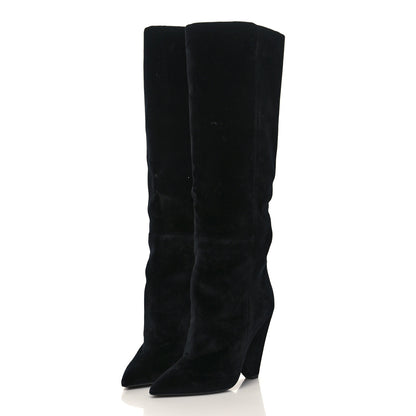 Saint Laurent Velvet Niki 105 Thigh High Boots 37 Black 2 of 6