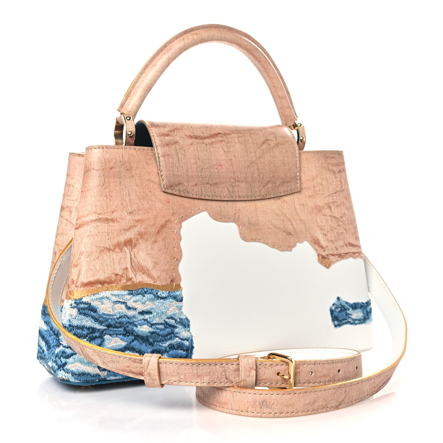 X BILLIE ZANGEWA Calfskin Printed Embroidered Capucines Artypucines MM Beige Beige