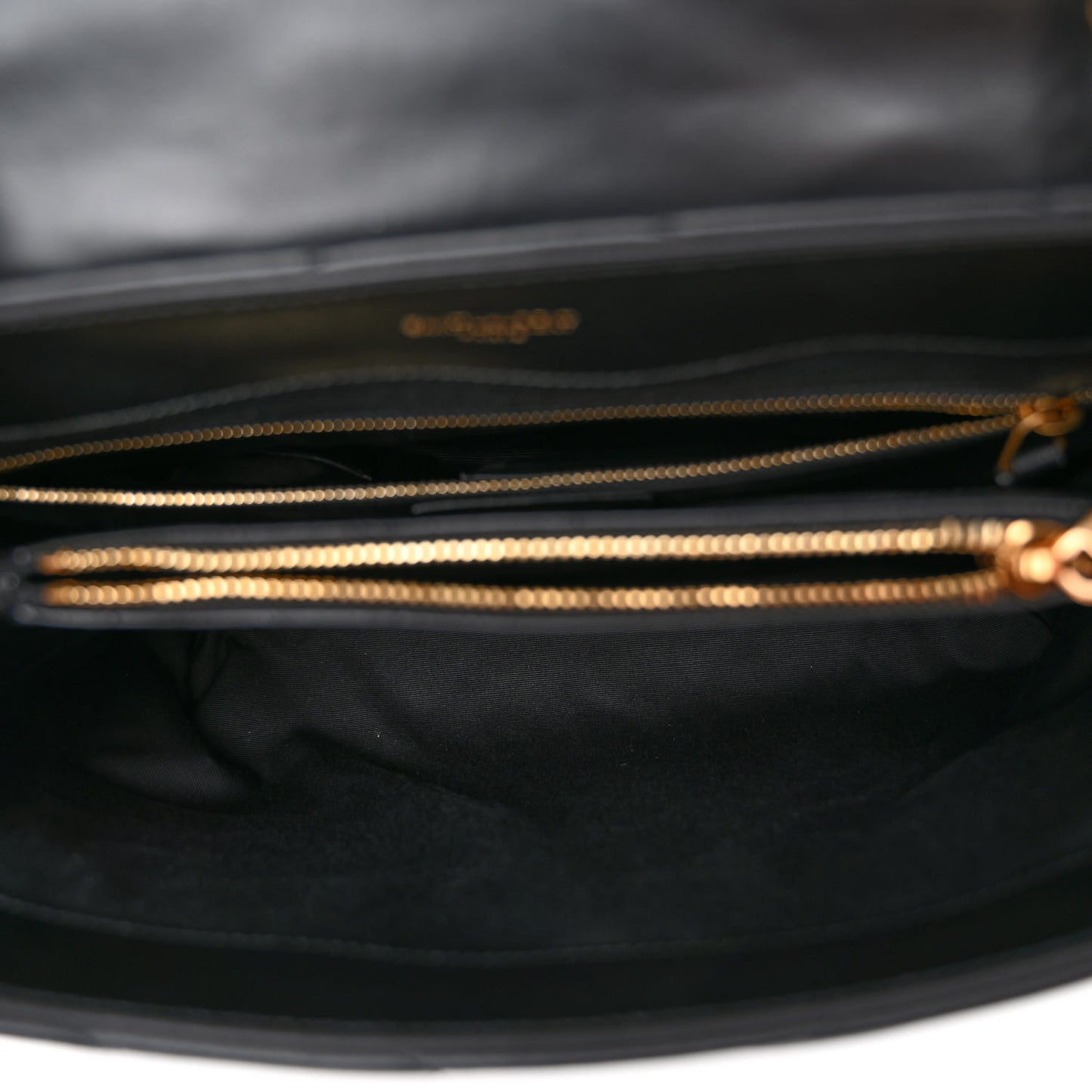 Calfskin Y Quilted Monogram Medium Loulou Chain Satchel Black
