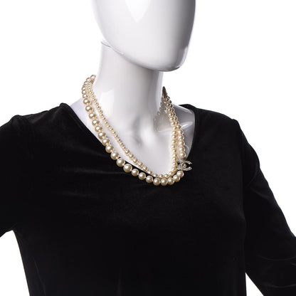 Chanel Pearl Baguette Crystal Long CC Necklace Gold 2 of 5