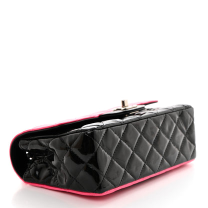 Chanel Patent Calfskin Quilted Bi-Color Mini Rectangular Flap Pink Black 4 of 10