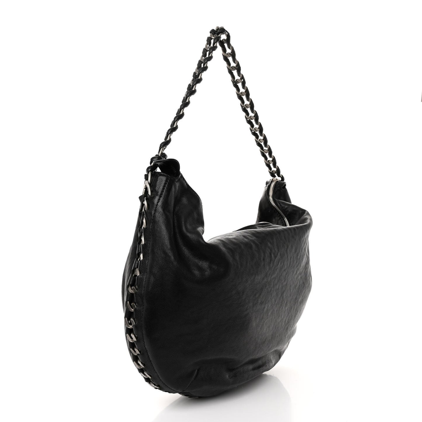 Calfskin Modern Chain Hobo Black