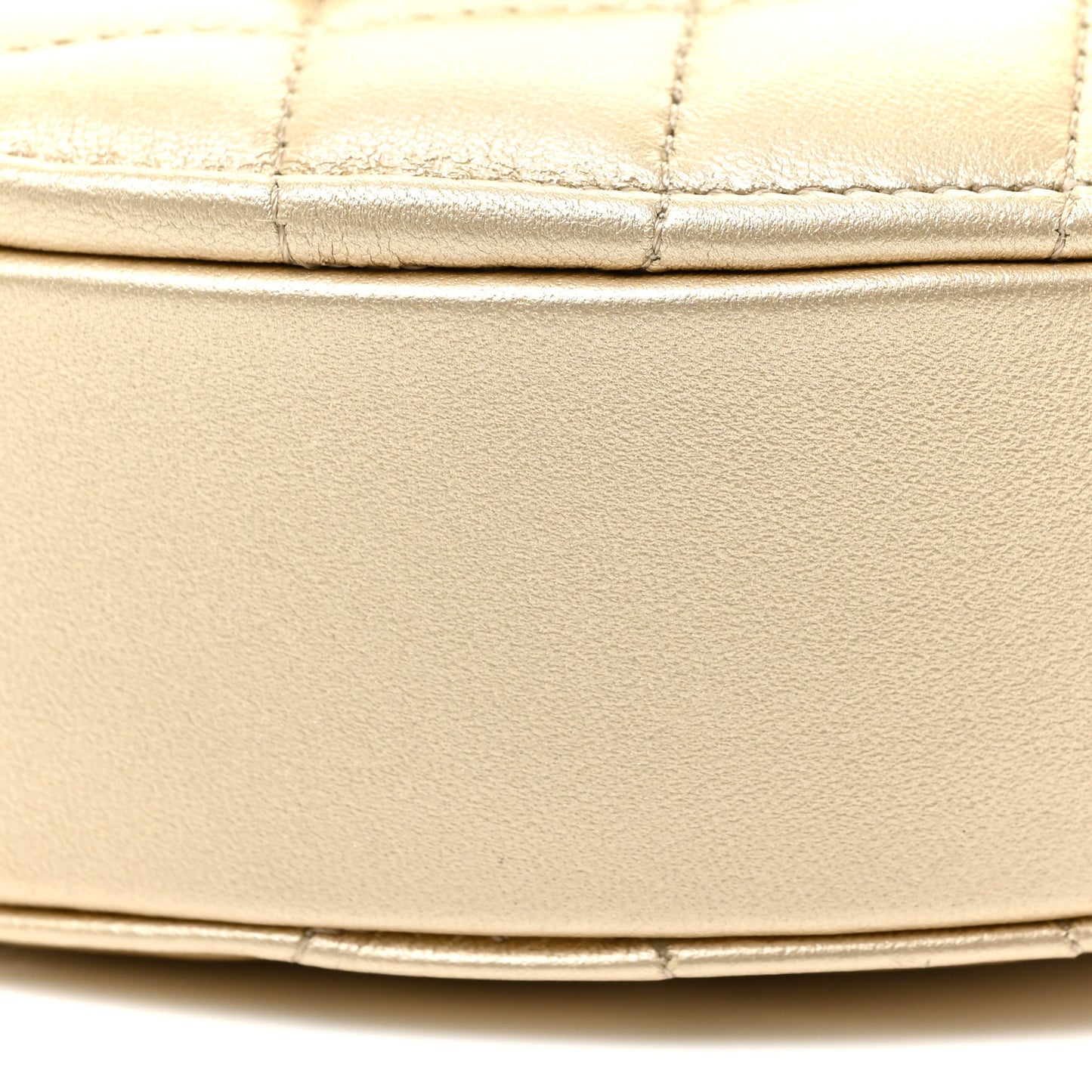 Metallic Lambskin Quilted CC In Love Heart Clutch With Chain Gold