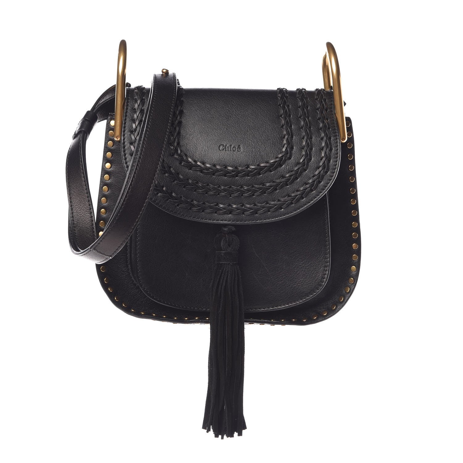 Chloe Calfskin Braided Small Hudson Shoulder Bag Black 1 of 12
