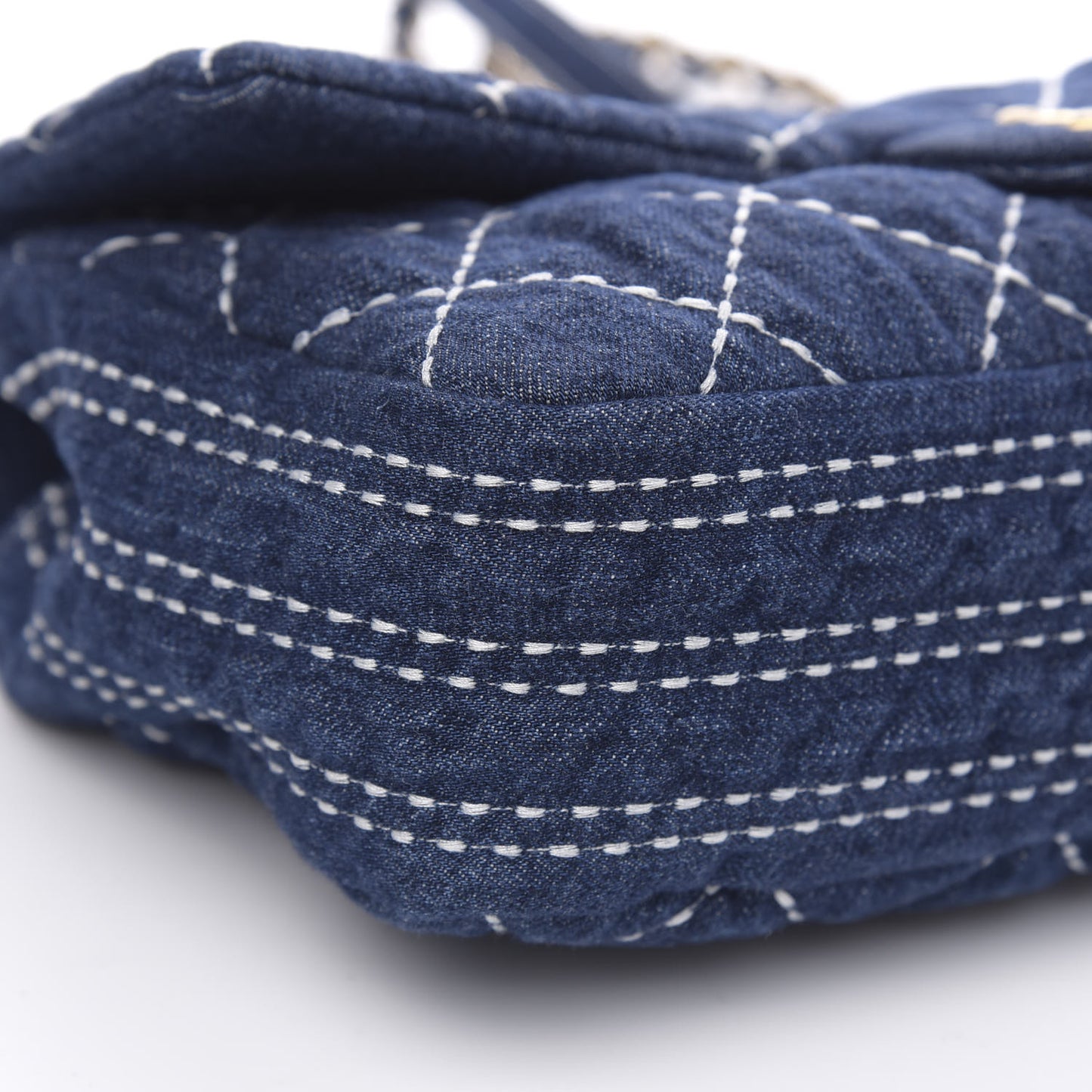 Denim Quilted Medium Denim Trip Single Flap Blue
