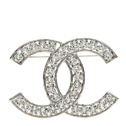 Chanel Crystal Large CC Brooch Silver 1 of 3