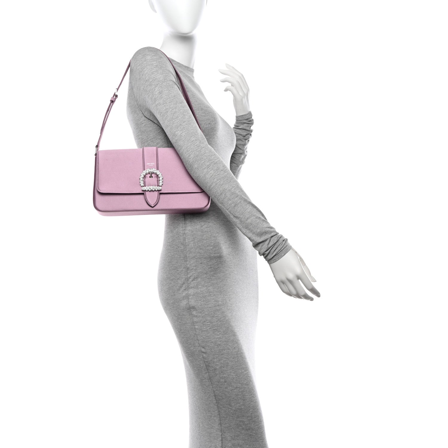 Jimmy Choo Satin Crystal Cheri Shoulder Bag Mauve 2 of 10