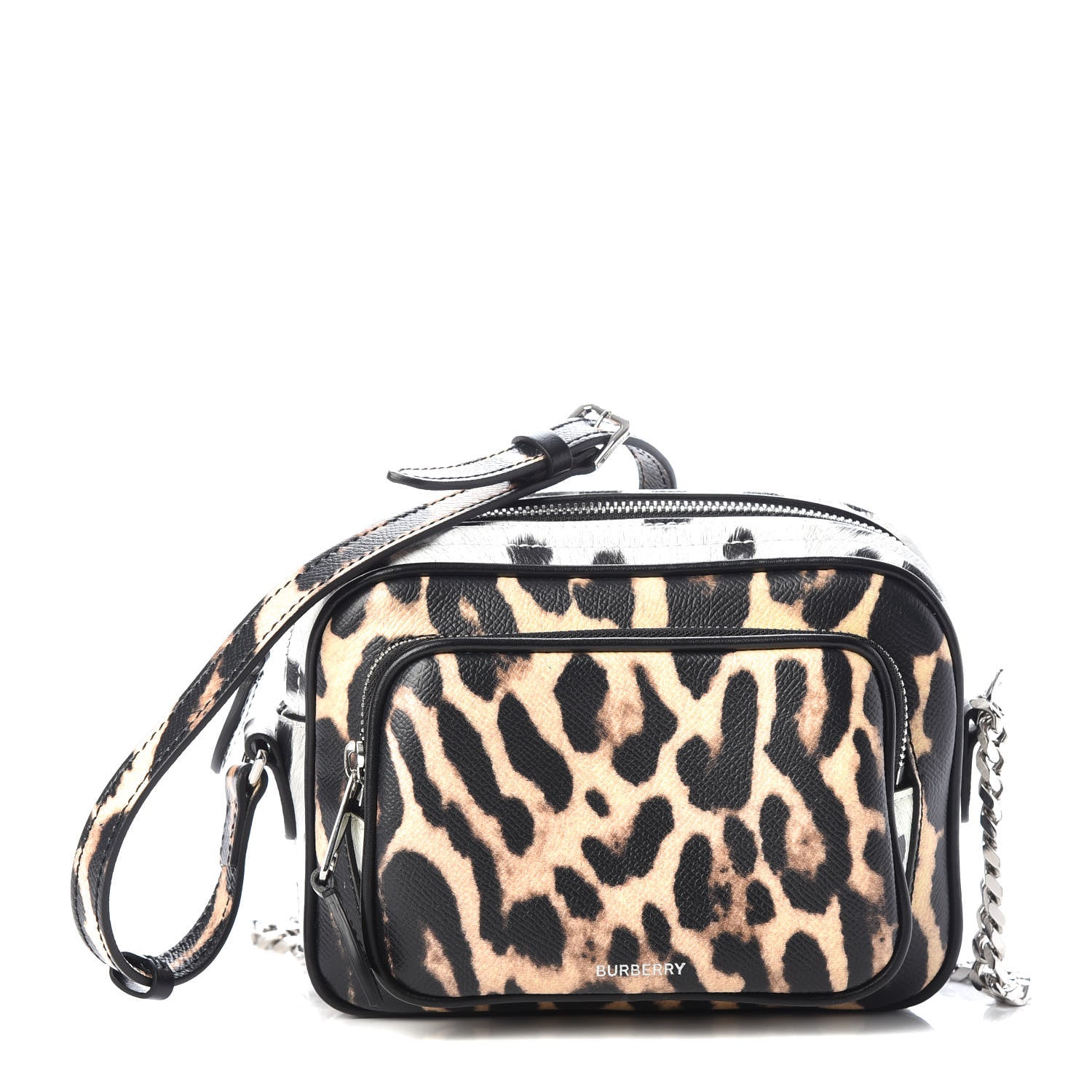 Burberry Calfskin Leopard Print Small Camera Bag Honey Black 1 of 9