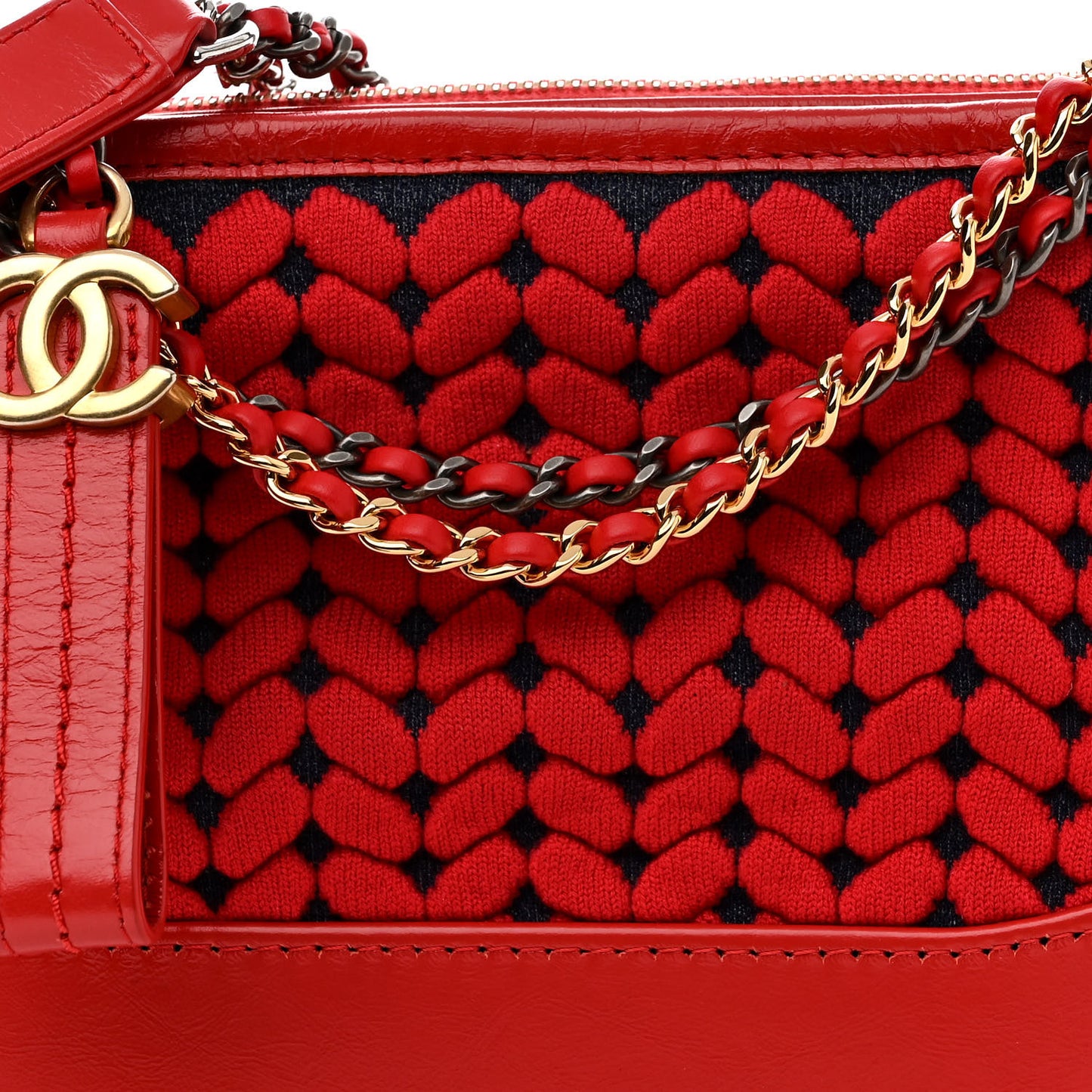 Wool Calfskin Small Gabrielle Hobo Red