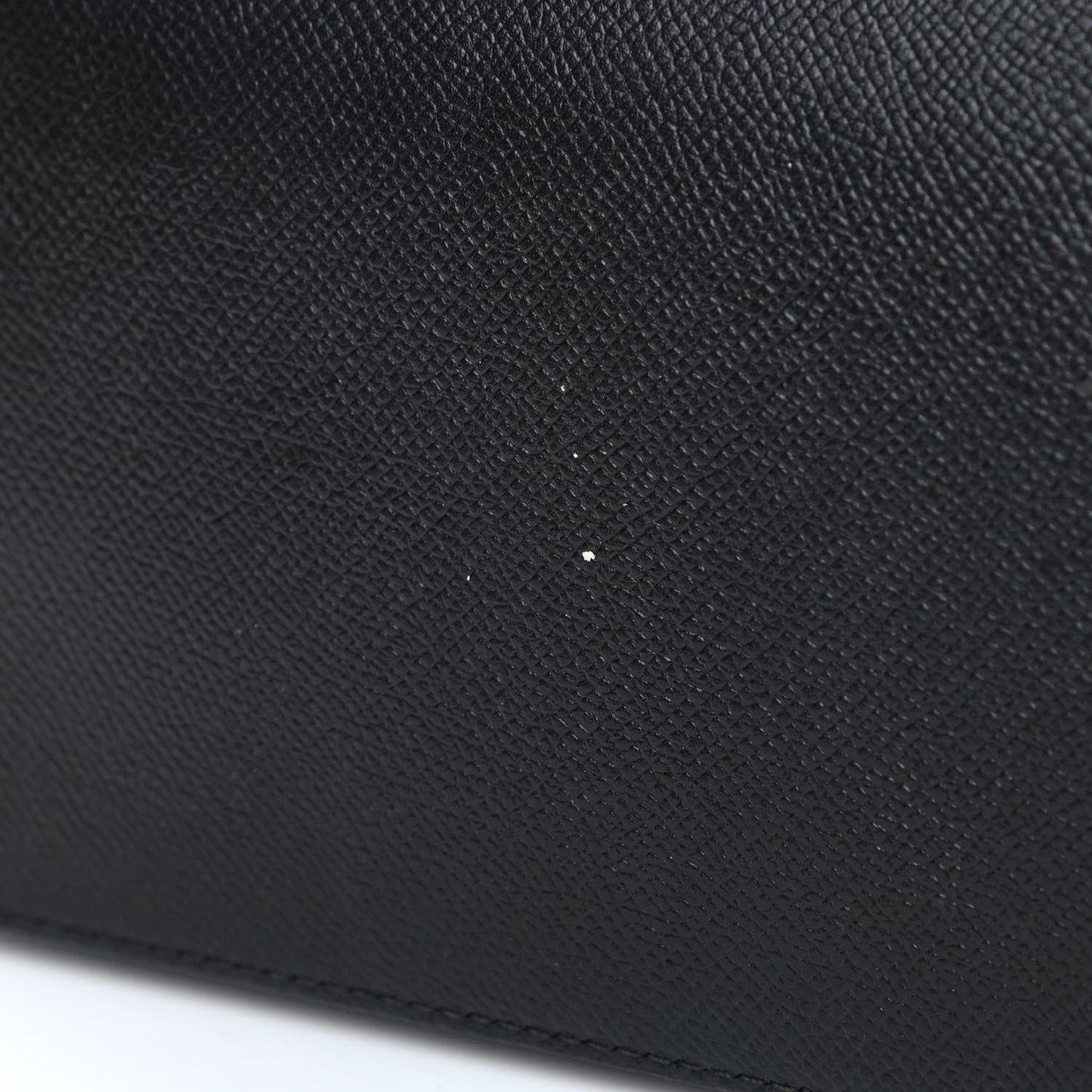 Signature Grained Calfskin Logo S Ville Top Handle Bag Black