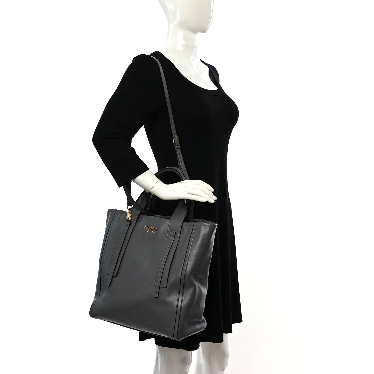 Prada Grace Lux Light Medium Ouverture Shoulder Bag Marmo 2 of 8
