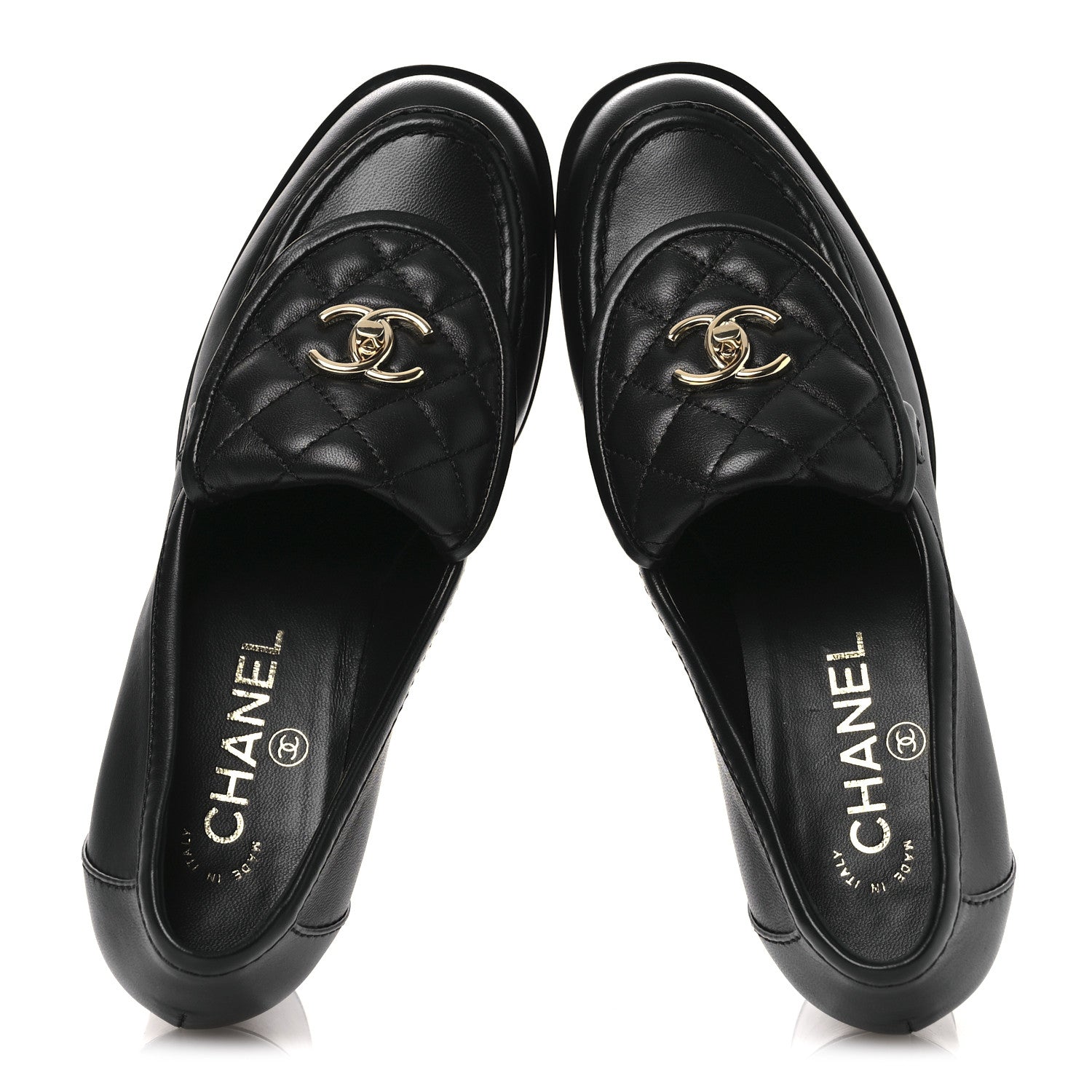 Chanel Lambskin Quilted CC Turnlock Platform Moccasins 37 Black 2 of 10