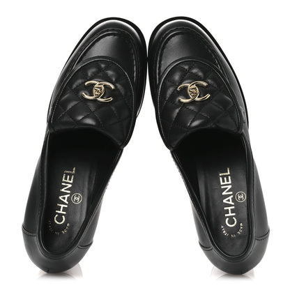 Chanel Lambskin Quilted CC Turnlock Platform Moccasins 37 Black 2 of 10