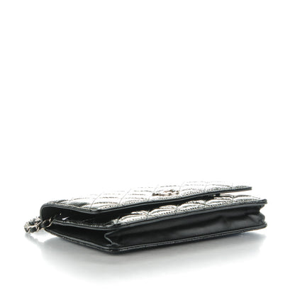 Chanel Distressed Patent Calfskin Quilted Wallet on Chain WOC Black 4 of 8