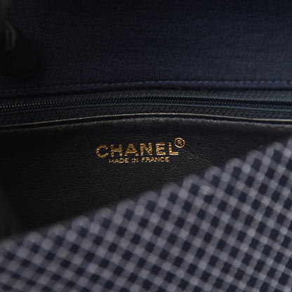 Chanel Jersey Micro Quilted Medium Single Flap Marine White 6 of 12