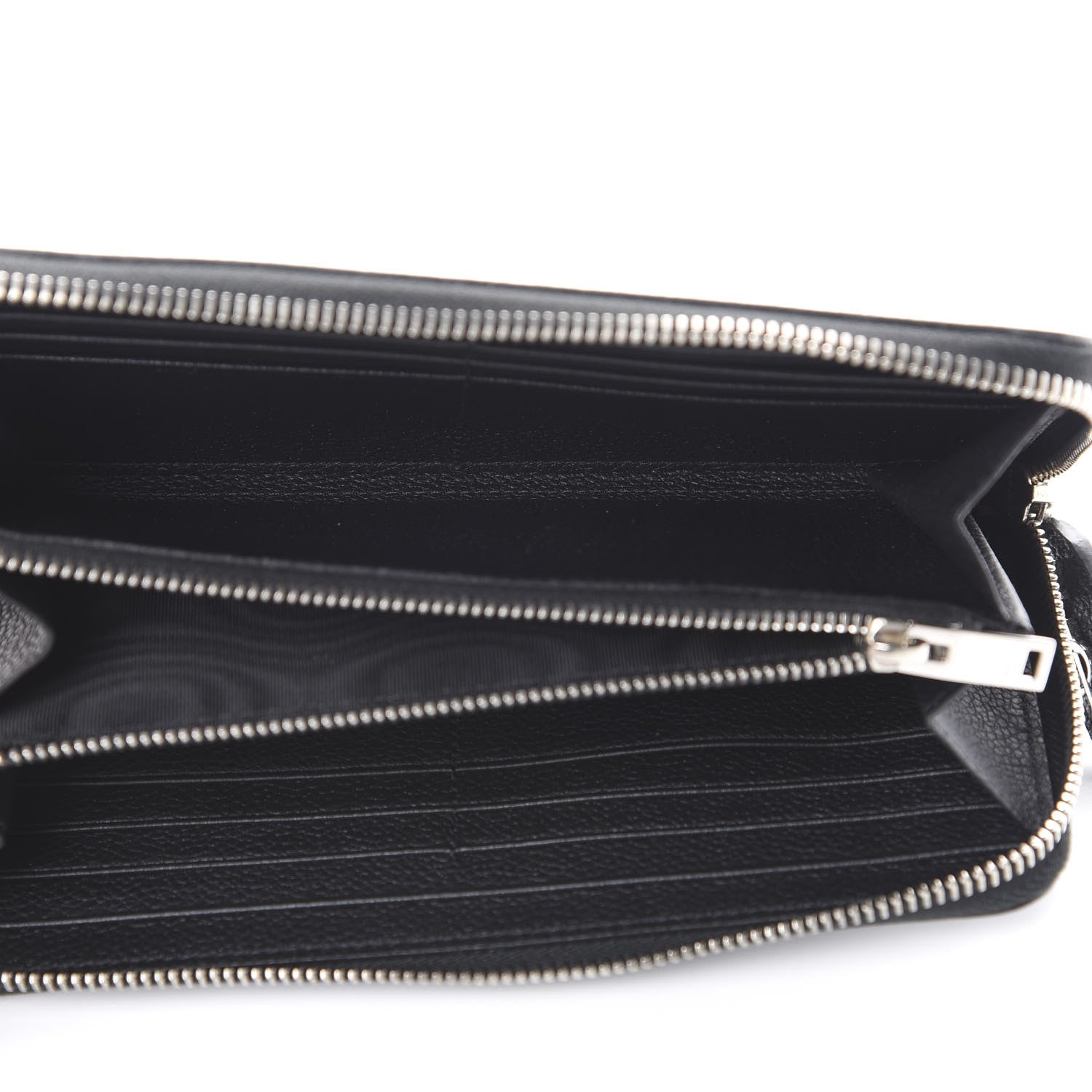 Saint Laurent Grained Calfskin Rive Gauche Zip Around Wallet Black 4 of 7
