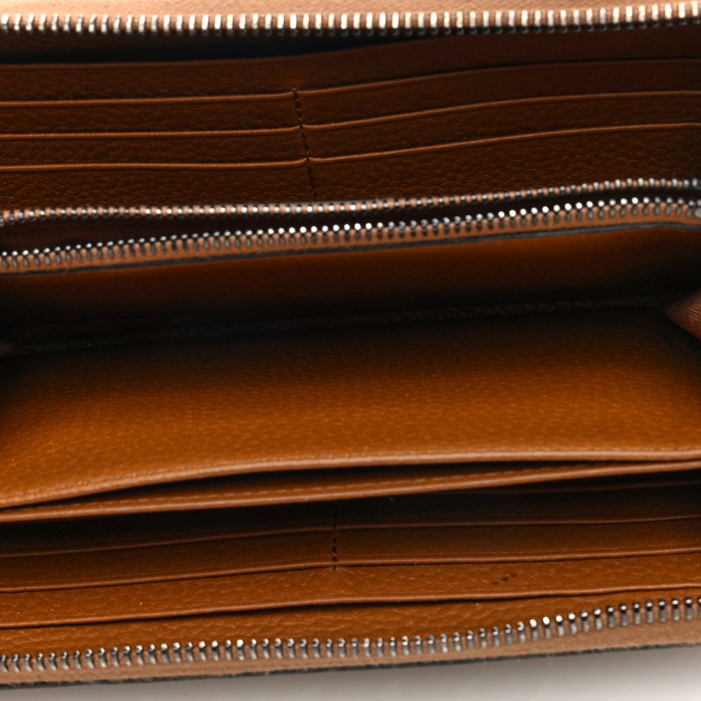 Grained Calfskin Rockstud Zip Around Wallet Bright Cognac