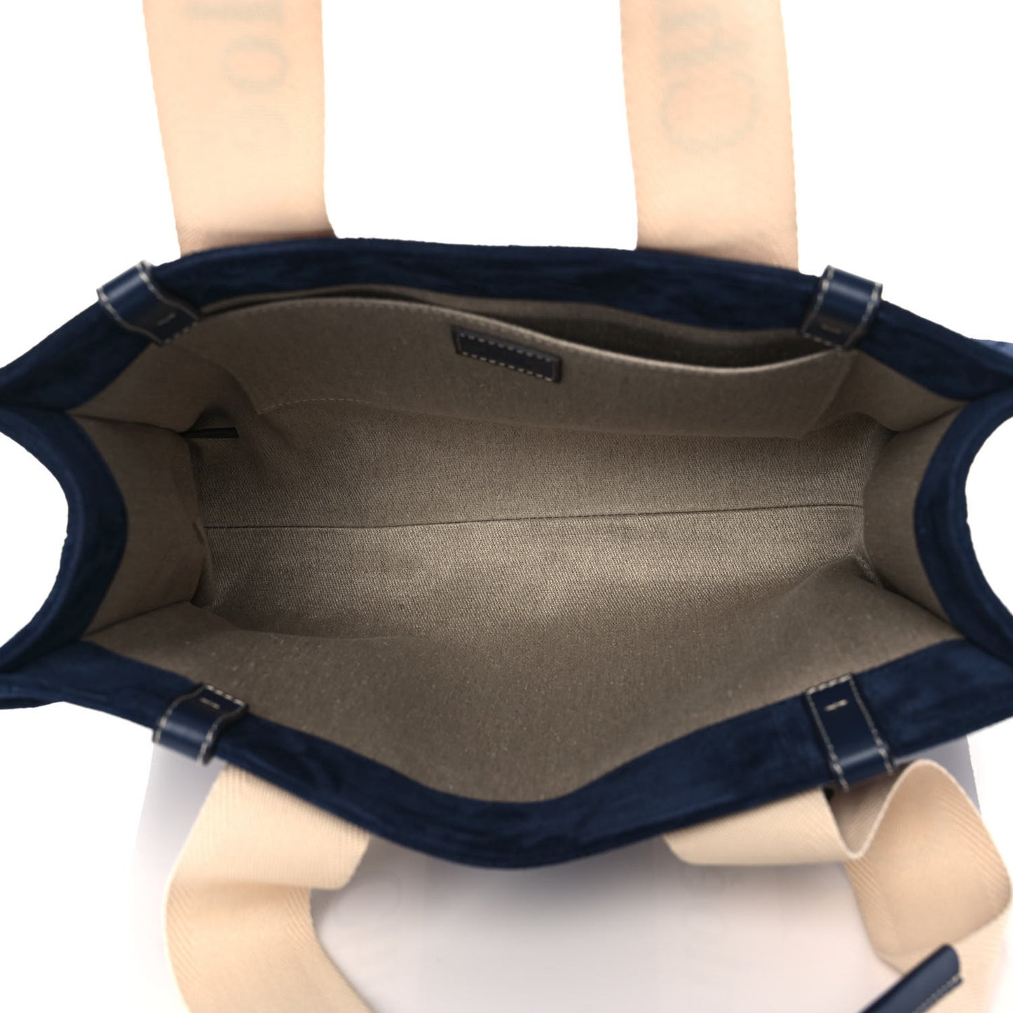 Suede Calfskin Medium Woody Ribbon Tote Navy
