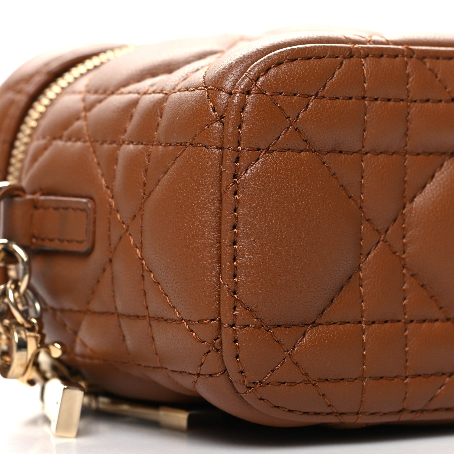 Christian Dior Lambskin Cannage Micro Lady Dior Vanity Case Cognac 8 of 9