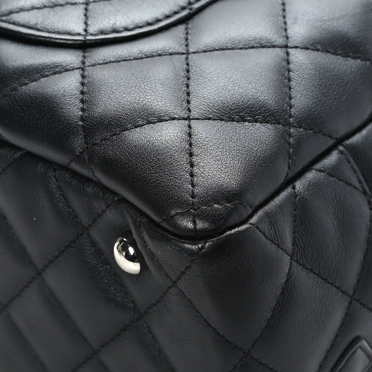 Calfskin Quilted Large Cambon Bowler Black