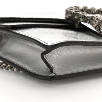 Gucci Metallic Calfskin Crystal Super Mini Dionysus Shoulder Bag Silver 8 of 14