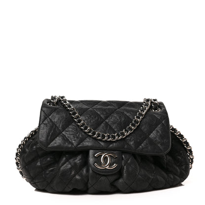 Chanel Washed Lambskin Quilted Medium Chain Around Messenger Black 1 of 9