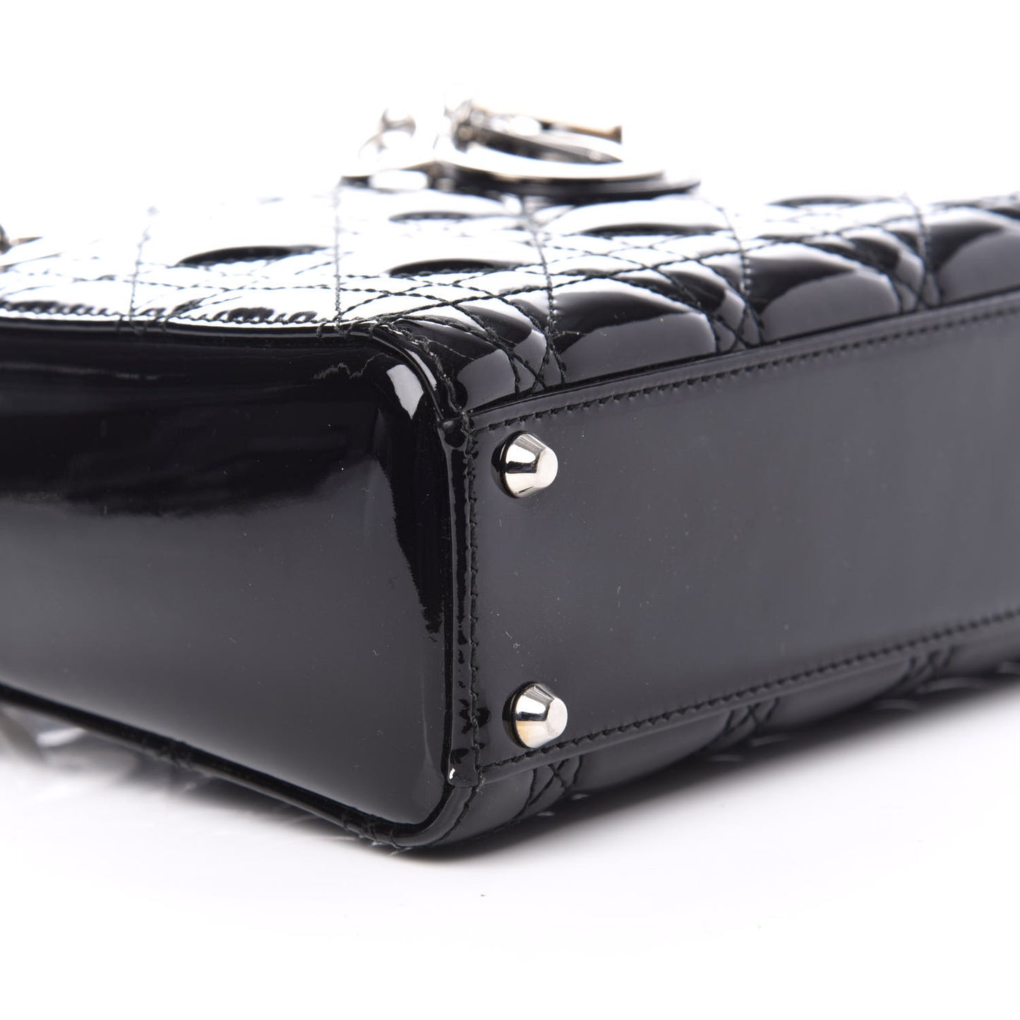 Patent Cannage Mini Lady Dior Black