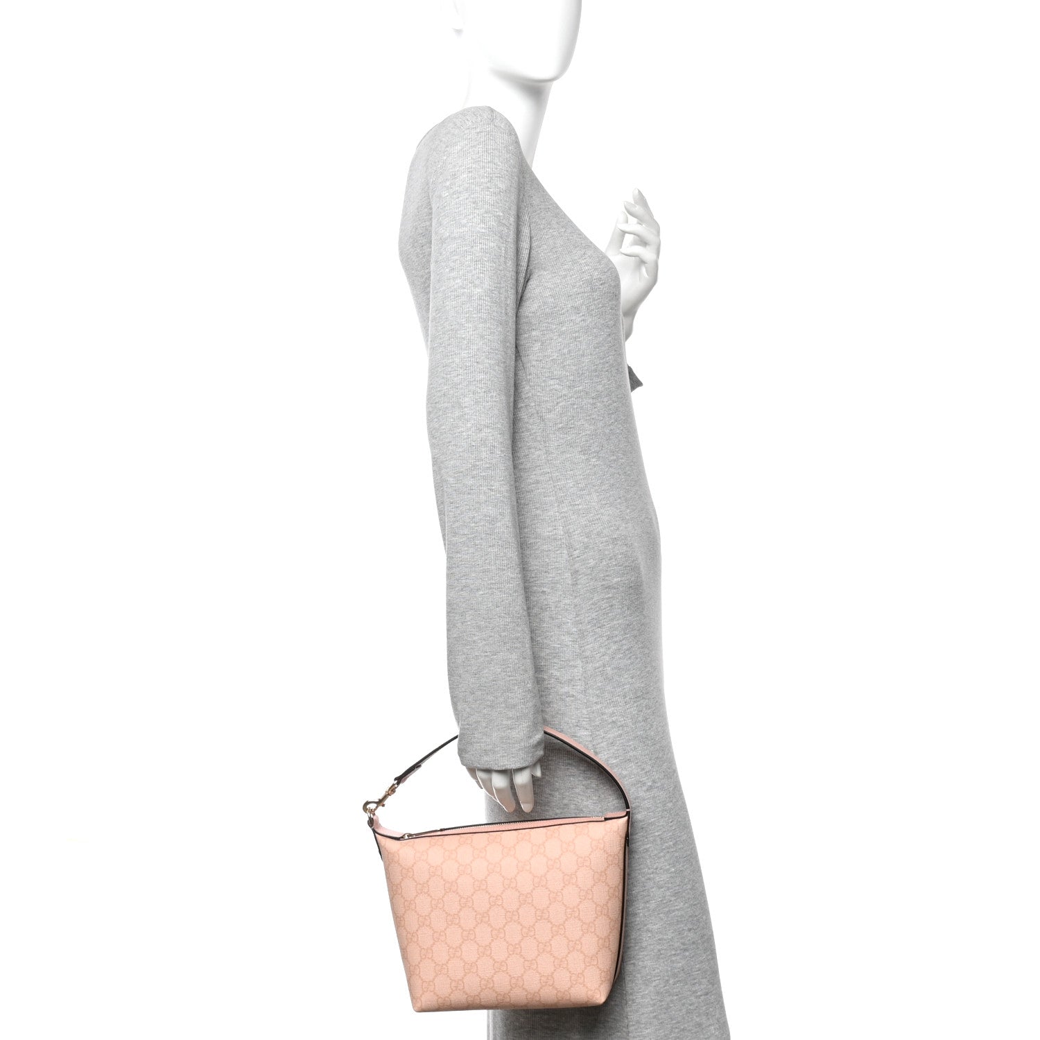 Gucci GG Supreme Monogram Textured Calfskin Web Super Mini Ophidia Shoulder Bag Pink 2 of 10