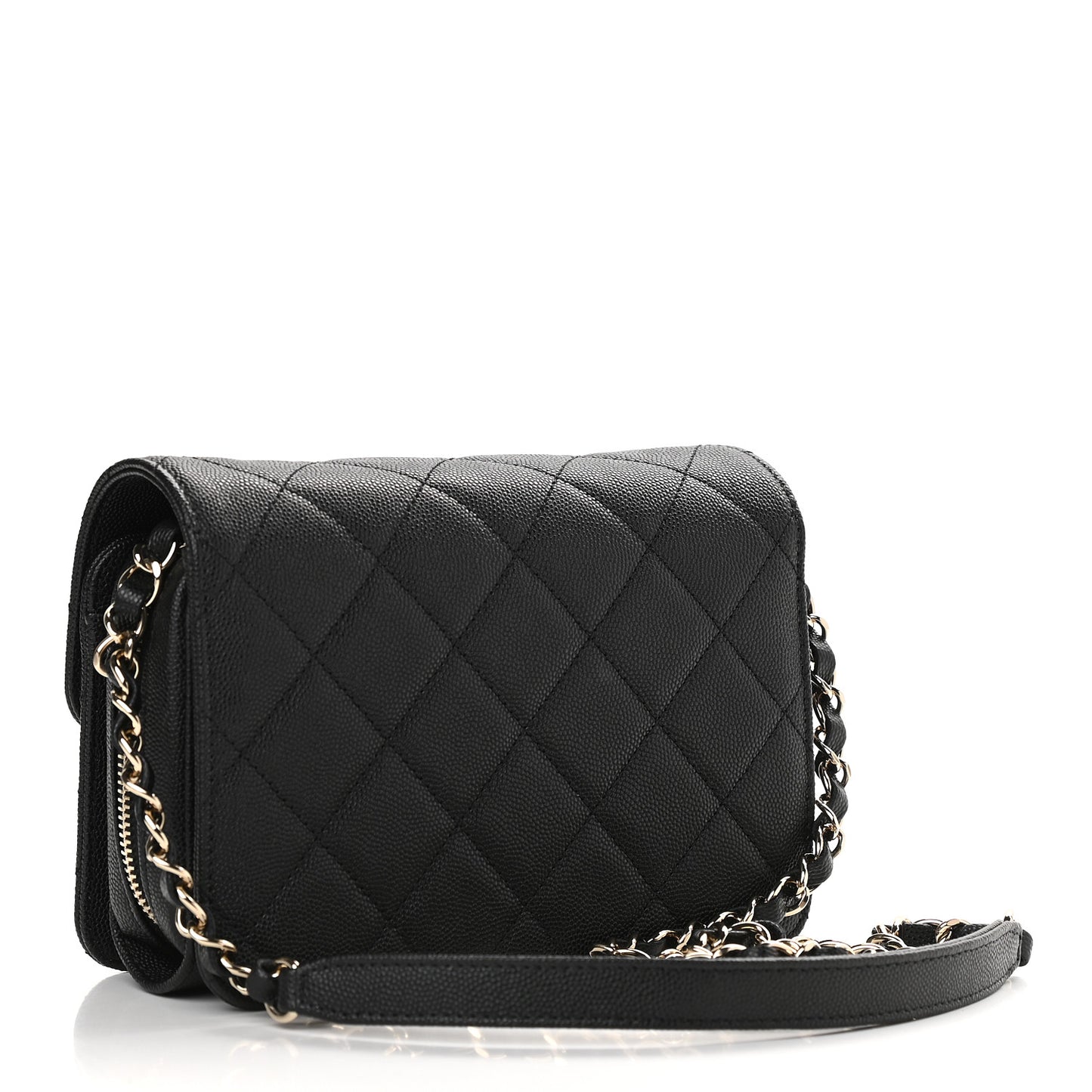 Caviar Quilted Like A Wallet Flap Black
