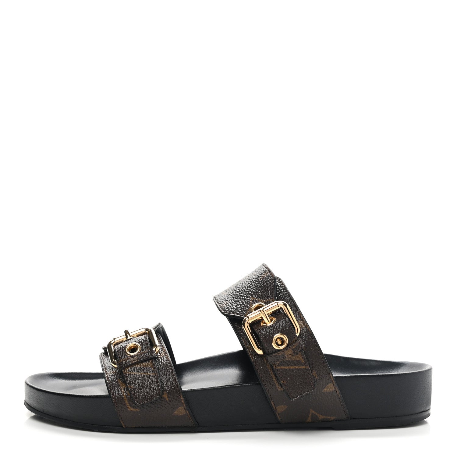 Louis Vuitton Monogram Bom Dia Mule Sandals 37.5 Black 1 of 10