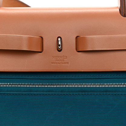 Hermes Vache Hunter Toile Herbag Zip 31 PM Bleu Natural 6 of 11