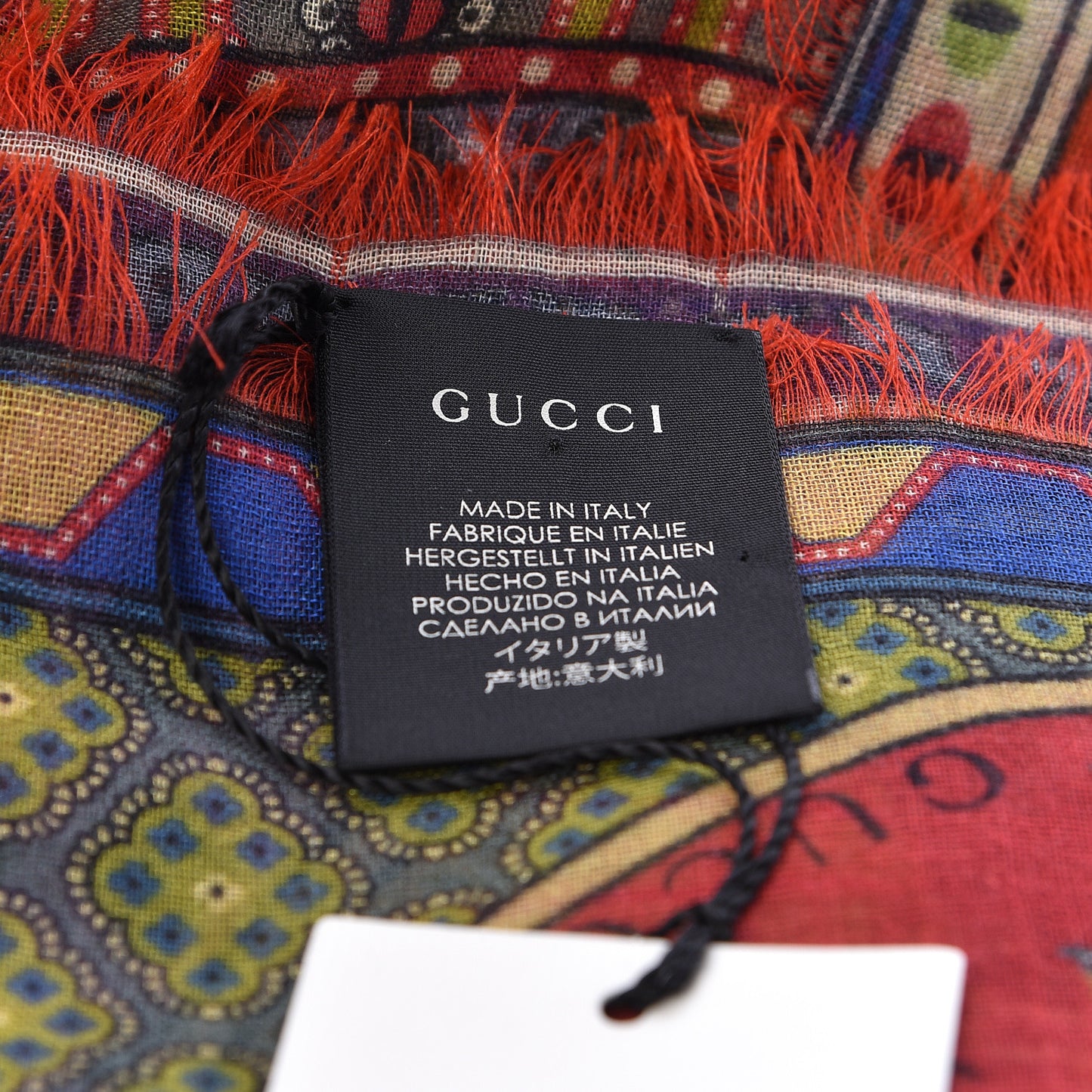 Cashmere Wool Silk Tiger Card Scarf Multicolor
